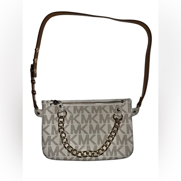 MICHAEL KORS MK Signature Belt Bag Pouch-Fanny Pack with Gold Chain - Picture 4 of 12